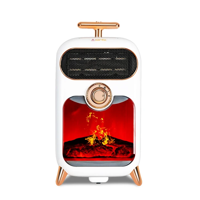 Mini portable quiet desktop freestanding electric fireplace fan heater with simulation 3D flame