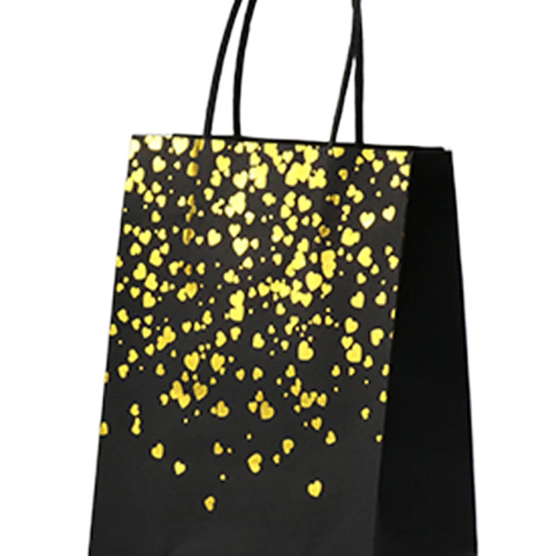 Kraft Paper Bag Gift Packaging Small Black Gift Bag Fashion Black Gold Foil Gift Bags