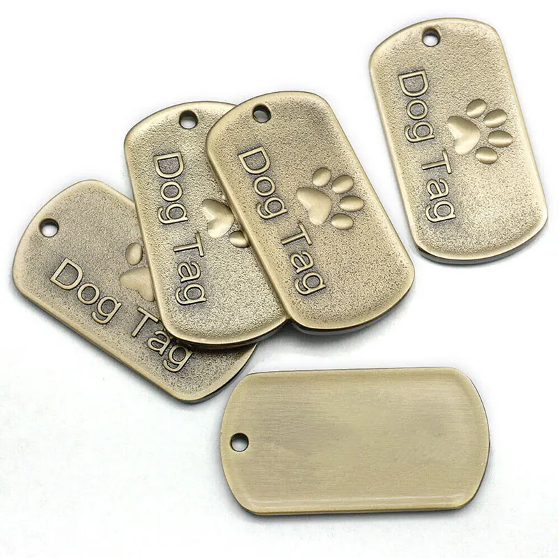 Pet pendant Vintage bronze footprints dog tag Fashion lost-proof cat and dog accessories