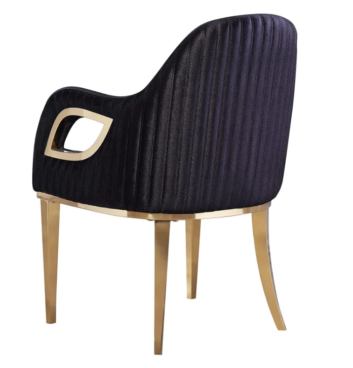 2023 Hot Sales Gold Stainless Steel Restaurant Chair Velvet Upholster Dining Chair For Hotel Restaurant Home