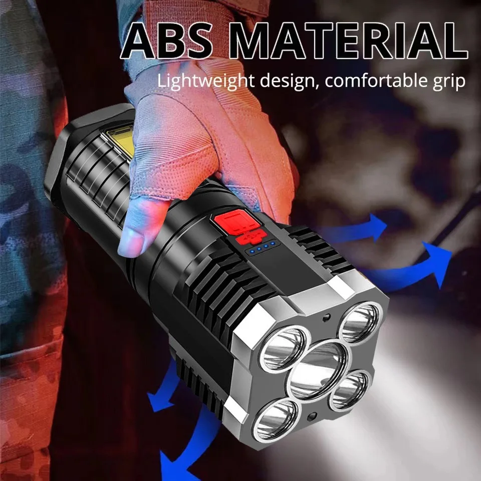 Rechargeable Multi-function Dimming Waterproof Led Zoom Flashlight For Emergency Ride on Car Hiking/Fishing Running Cycling Patr
