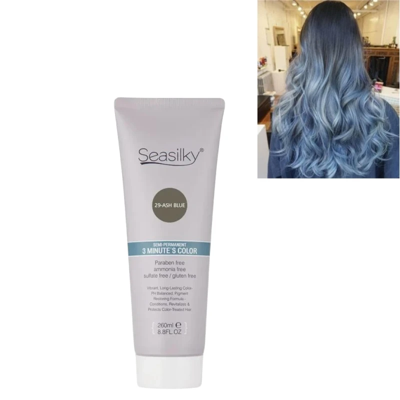 Wholesale Fashion Ash Blue Semi-Permanent Hair Color Cream Sulfate-Free Formulation Professional Hair Dye 260ML