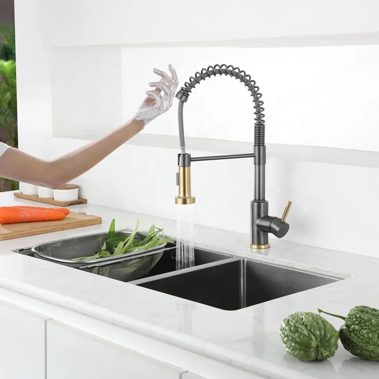 304 Stainless Steel Kitchen Sink Water Gun gray Pull Out Smart Touch Sensor Kitchen Faucet
