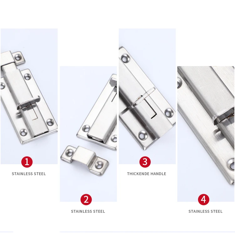 Stainless steel square door bolt with left & right direction door latch
