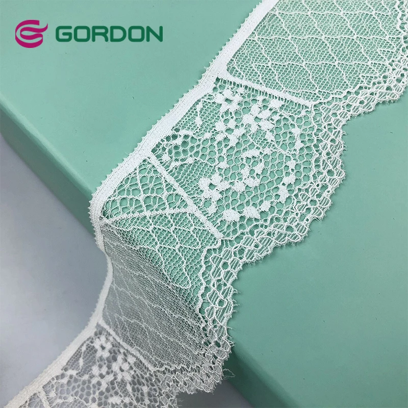 5.5cm French Lace Trim Large White Embroidery Beaded Lace Trimmings for Dresses