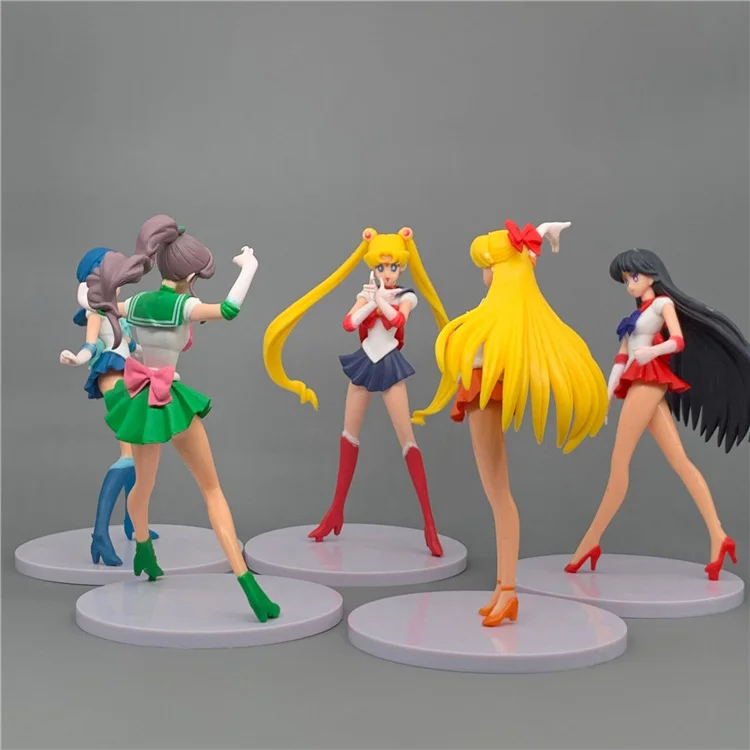 5PCS/SET Sailor Moon Action Figures Chiba Mamoru Chibiusa Kino Makoto Cartoon PVC Anime Figure Toy