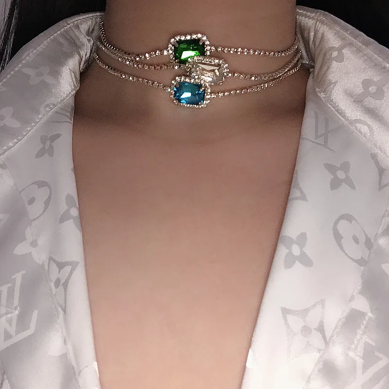 custom pink crown Emerald gemstone tennis chain necklace diamond tennis necklace jwelleries necklace