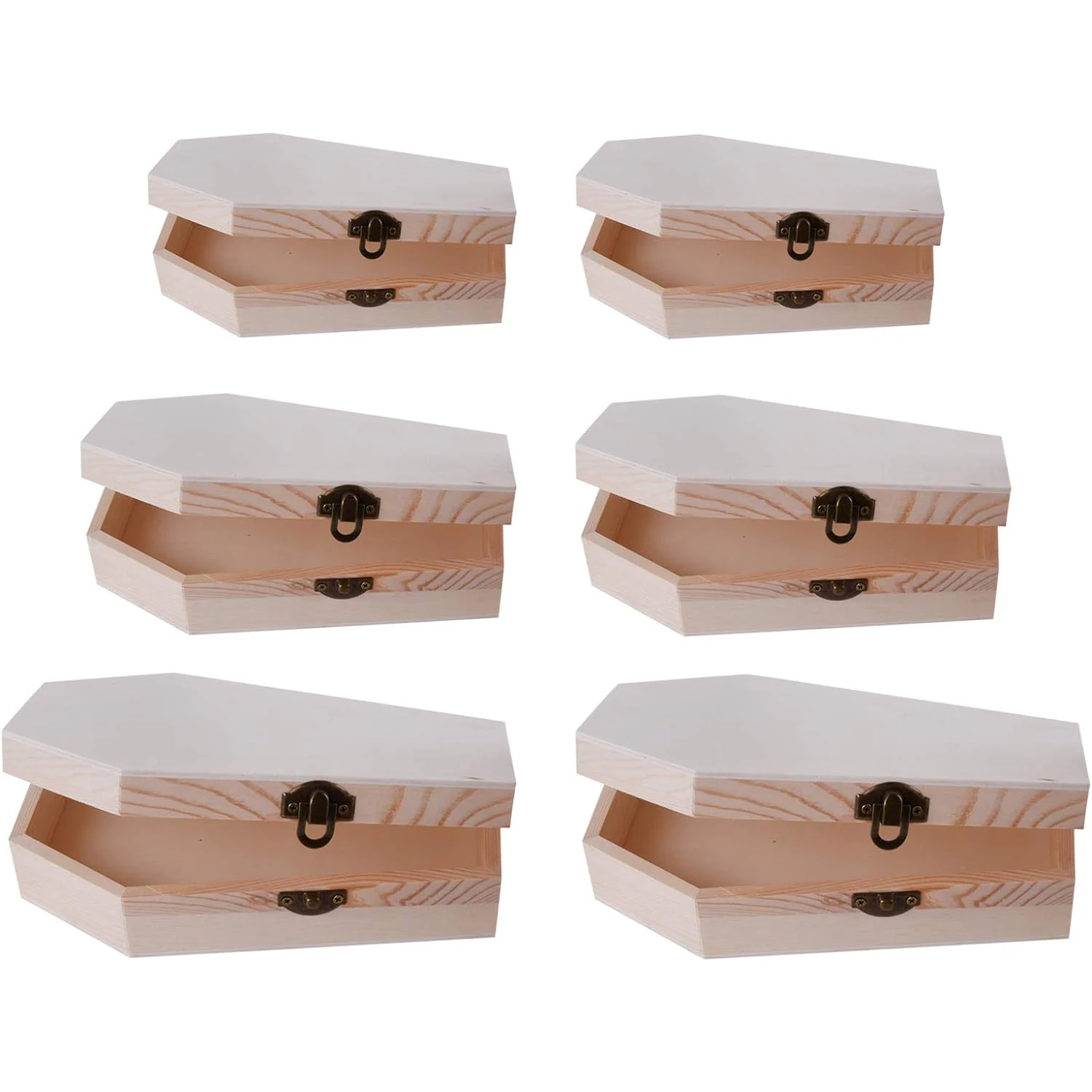 6-Piece Nested Unfinished Wooden Funeral Coffins Souvenir Box Fillable for Easter Parties Small Pet Burials, Easter Decorations,