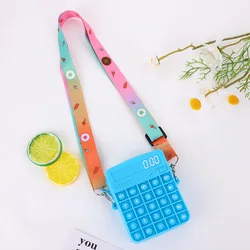 Crossbody Push Bubble Calculator Silicone Sling Bag Crossbody Women Hand Bag Rainbow Belt Fidget Pop Itting Bag for Women