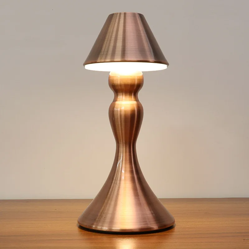 Cordless Hotel Restaurant bar Metal Table Lamp Gold Luxury Rechargeable Lampe De Table