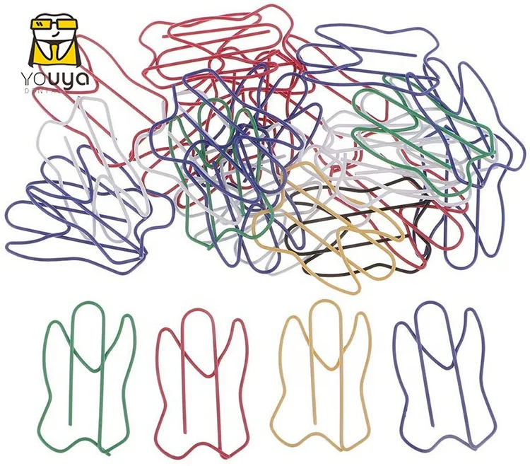 Colorful Unique Metal Paper Clips Dental Tooth Shaped Paper Clip