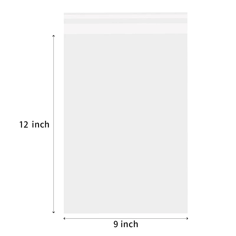 Custom Clear Transparent Cello Cellophane Self Adhesive Seal Polybag T-Shirts Clothes Clothing Bag With Logo
