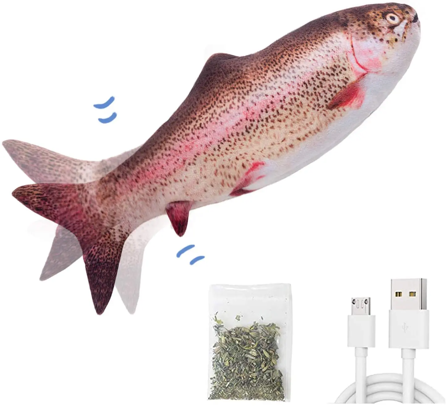 Floppy Fish Animal Toy for Small Dogs, Wiggle Fish Catnip Toys, Motion Kitten Toy