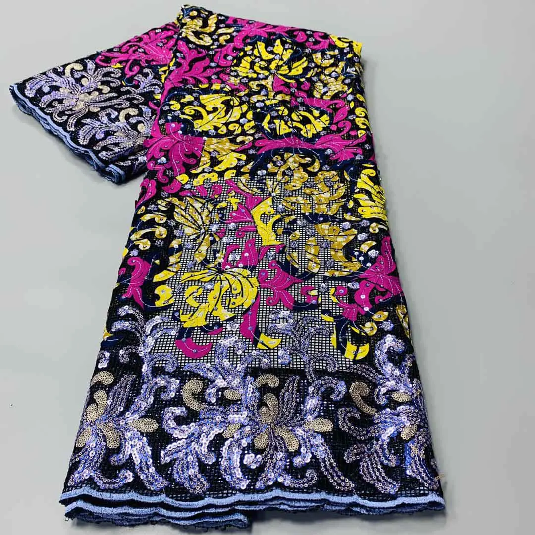 Высококачественное французское кружево с восковой анкарной вышивкой, кружевная Тюлевая ткань с блестками