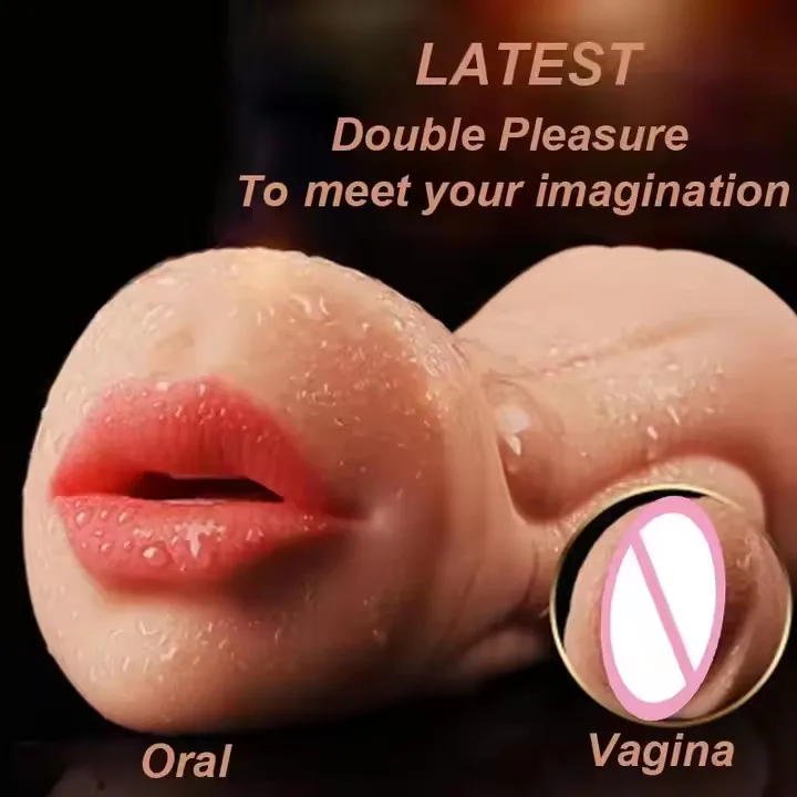 Realistic vaginal male masturbator oral airplane cup pock intimate product deep throat double hole male sex toy