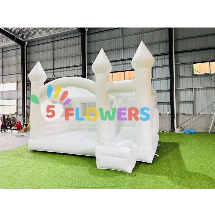 In stock ready to ship commercial PVC white inflatables bouncy castle for kids adults 4.5*4.5m bounce house with slide and pool