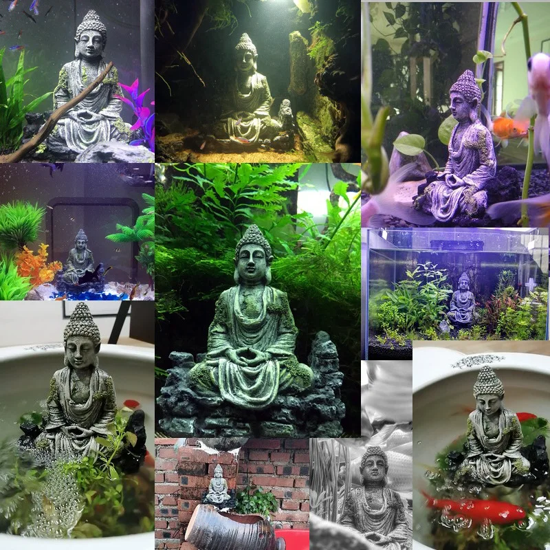 Fish tank aquascape decorative small ornaments aquarium creative ancient Buddha statue aquarium resin decorative rock statue