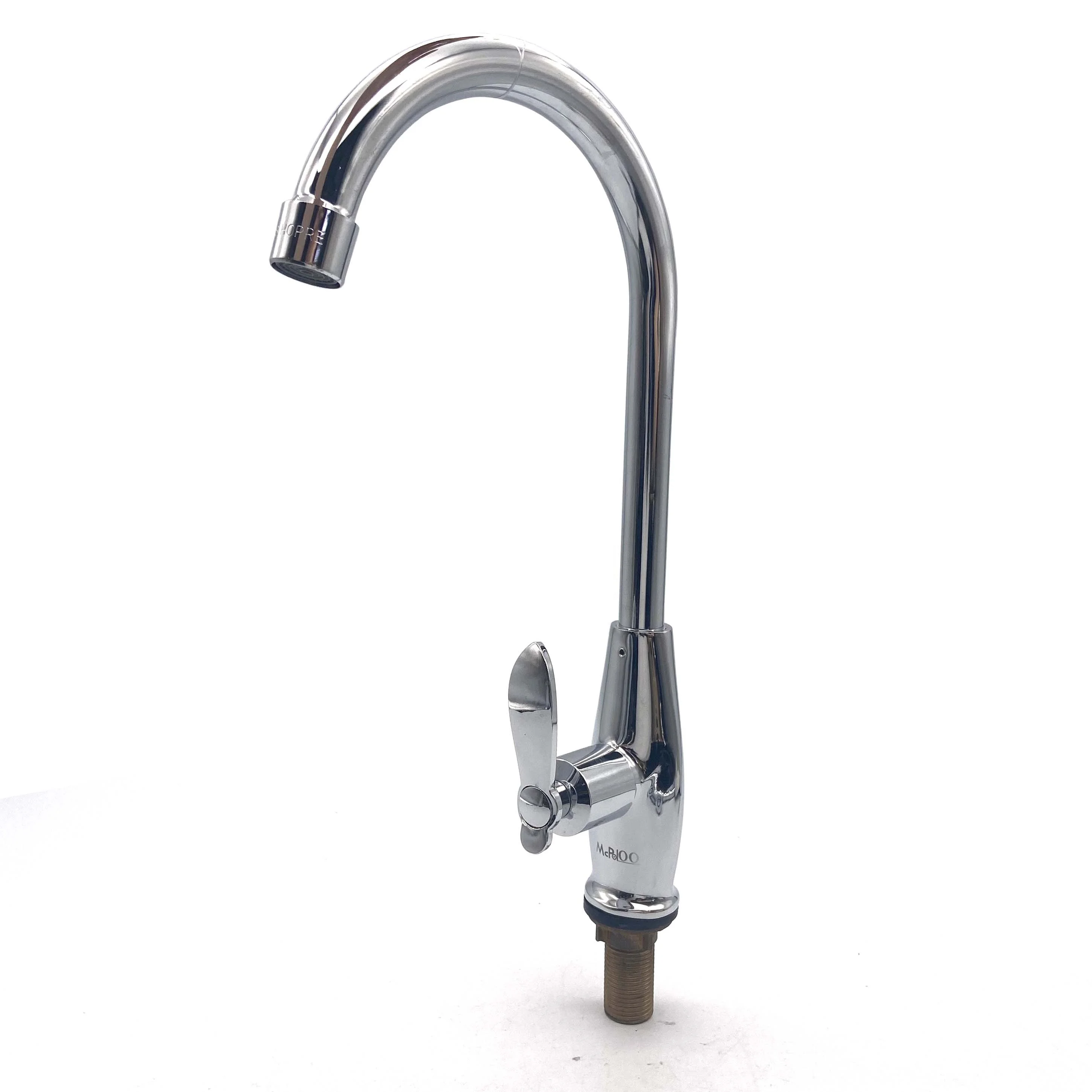 MCPOLOO Water Brass Kitchen Goose neck Sink Faucet Tap