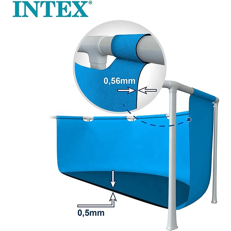 Intex 28270 Rectangular 220cm*150cm*60cm Metal Frame Pool Large Durable Family Swimming Pool