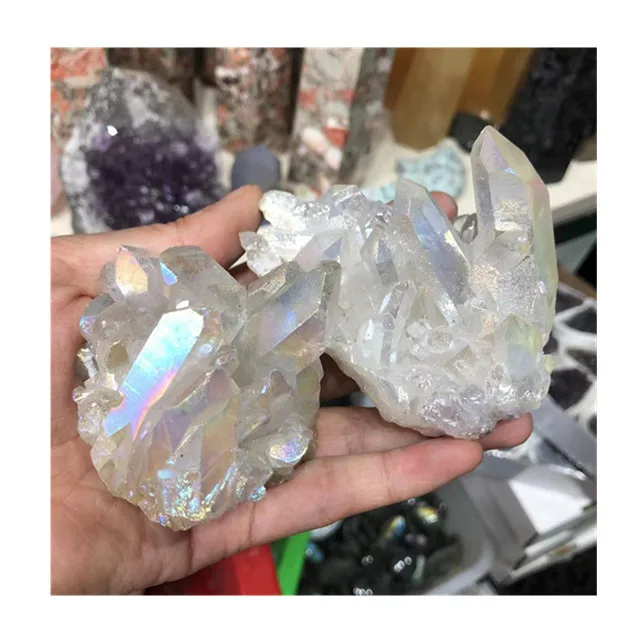 Натуральный кристалл geodes angel aura clear quartz кластер духовные лечебные камни для домашнего