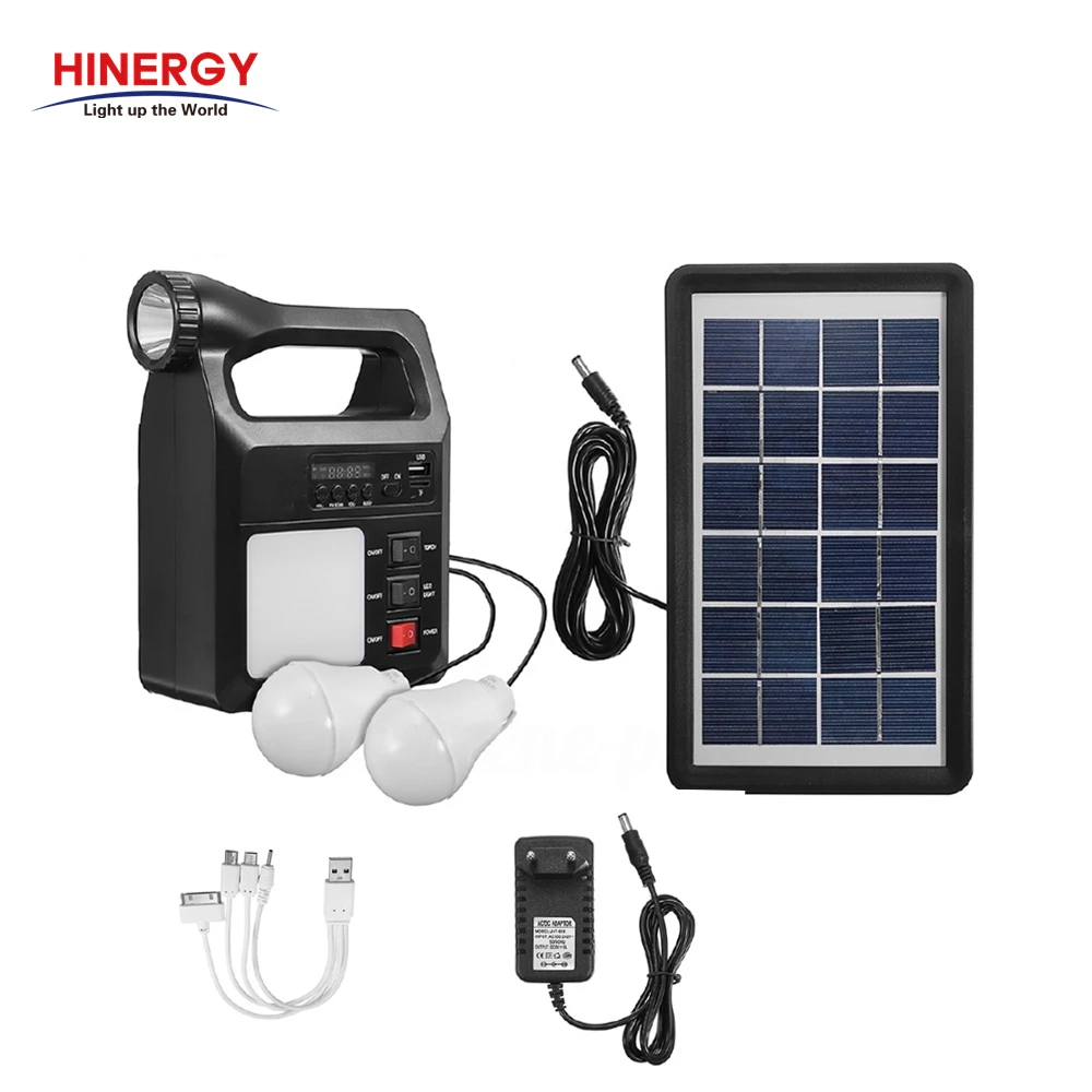 Emergency Mini Portable Solar Power Energy Home Lighting System with Charger Radio MP3 Player Blue tooth