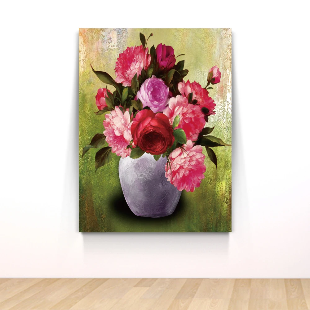 Impressional Paris Art wooden picture frame flower series  canvas oil painting For Room Decoration