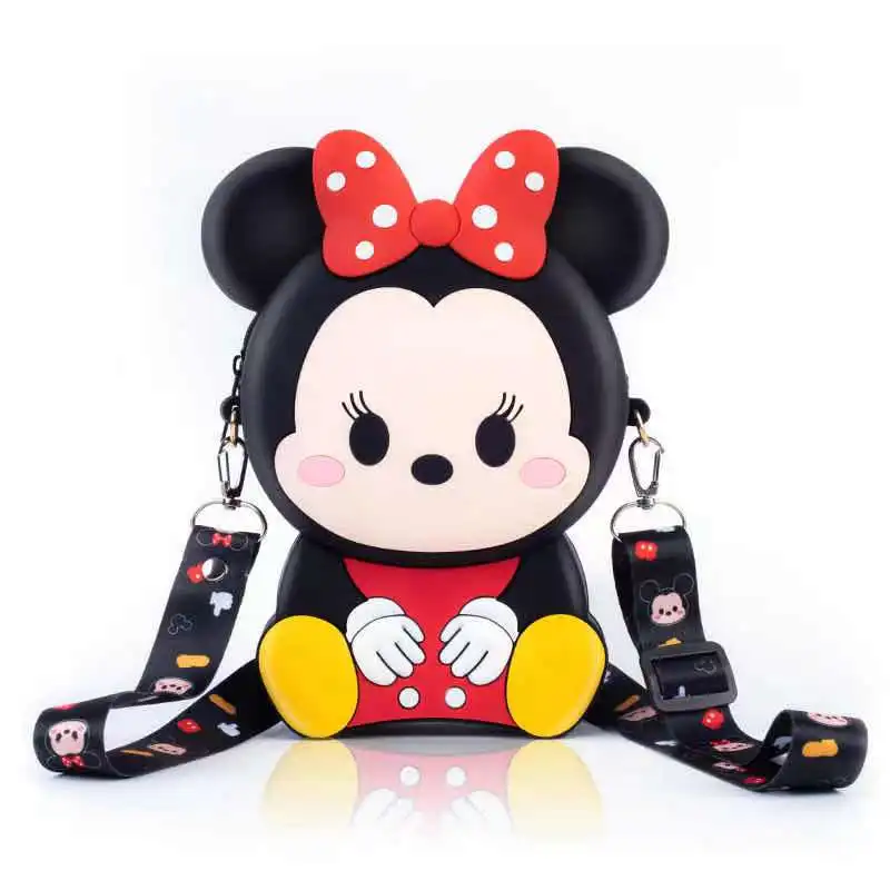 Оптовая продажа, милый миниатюрный кошелек для девочек с мультипликационным рисунком, силиконовые сумки через плечо для карт и телефона с милой Минни, детский миниатюрный кошелек для мелочи
