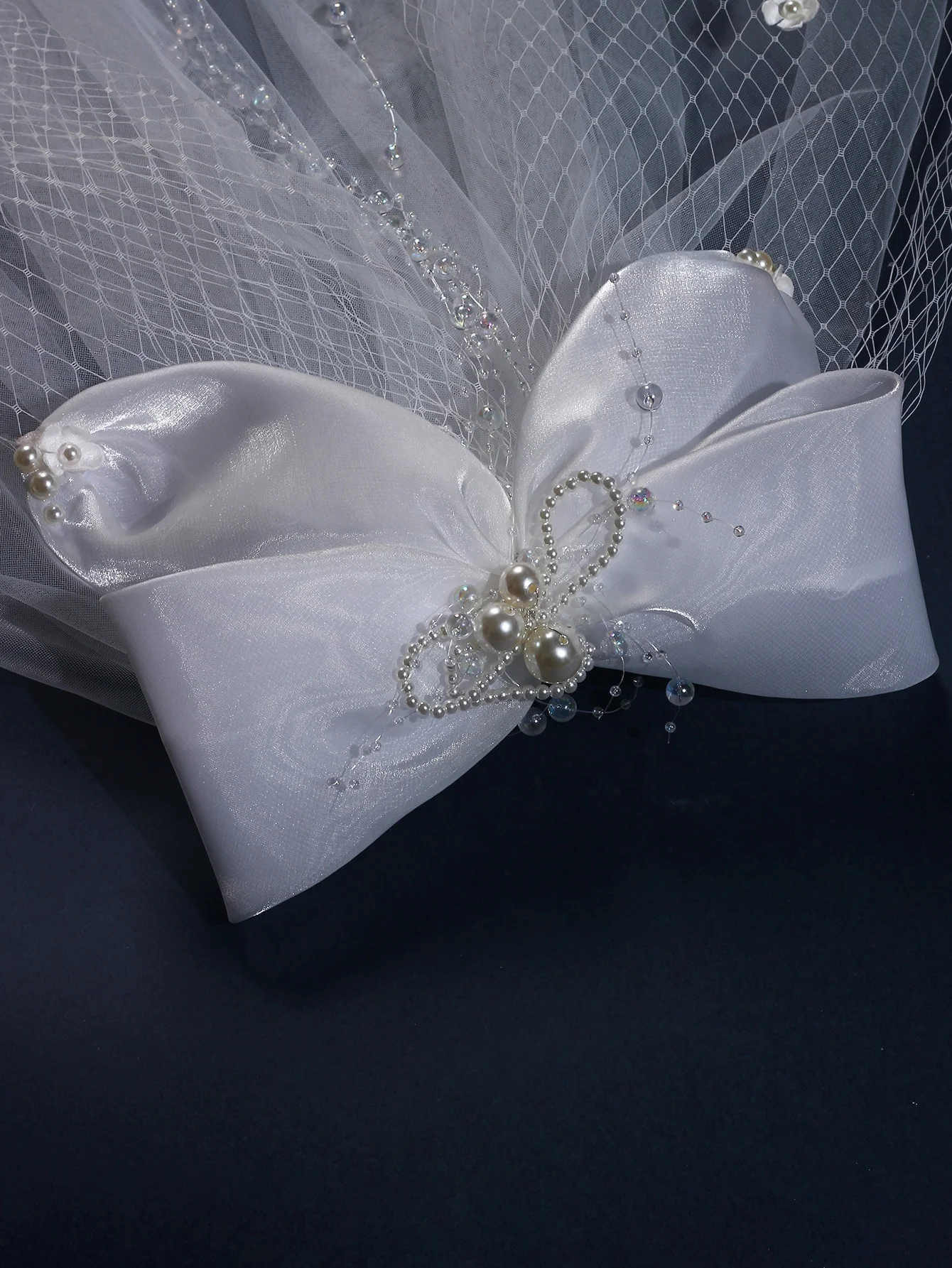 Elegant Wedding Veil Handmade Long Veil  Pears Beads Headdress Bridal Veil DHL Popular  White