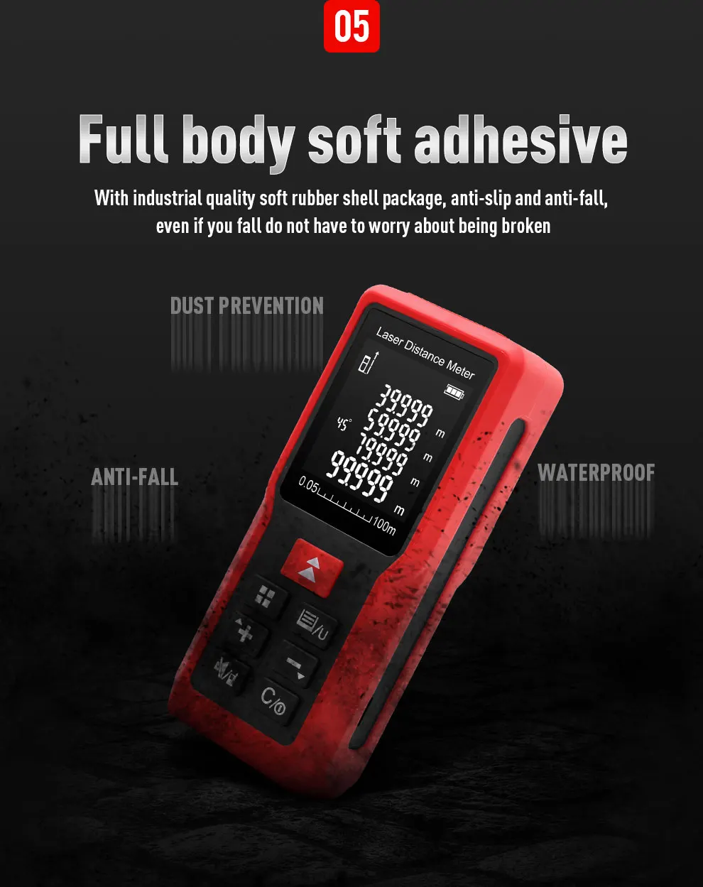 Laser Distance Meter Rechargeable Laser Rangefinder Measurement Tool With Lcd Backlight