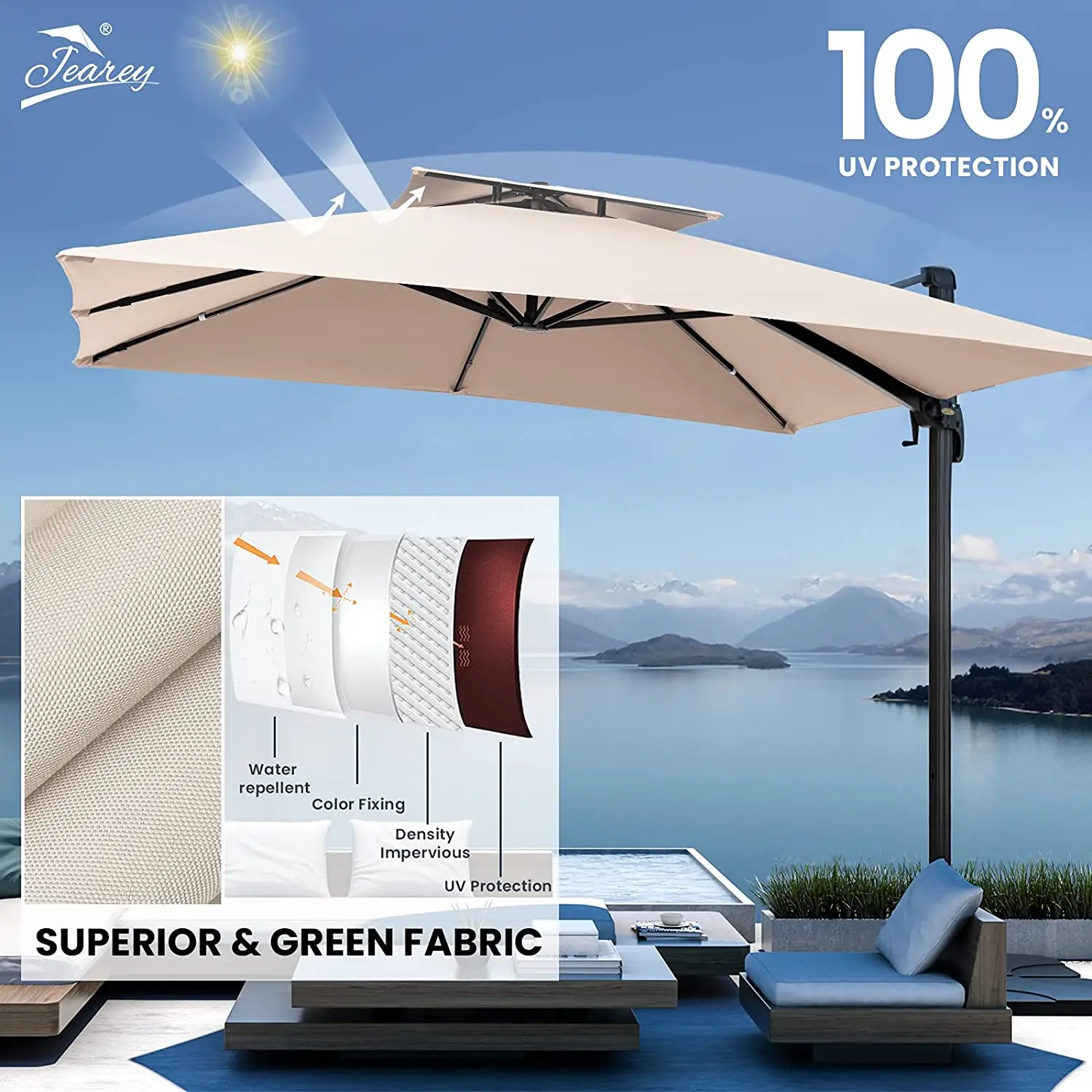 3.5X3.5M Big Size Heavy Duty Commercial 10Ft Square Parasol Courtyard Patio Umbrellas