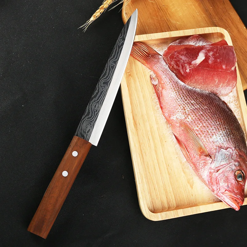  Японский кухонный нож из дамасской стали Santoku