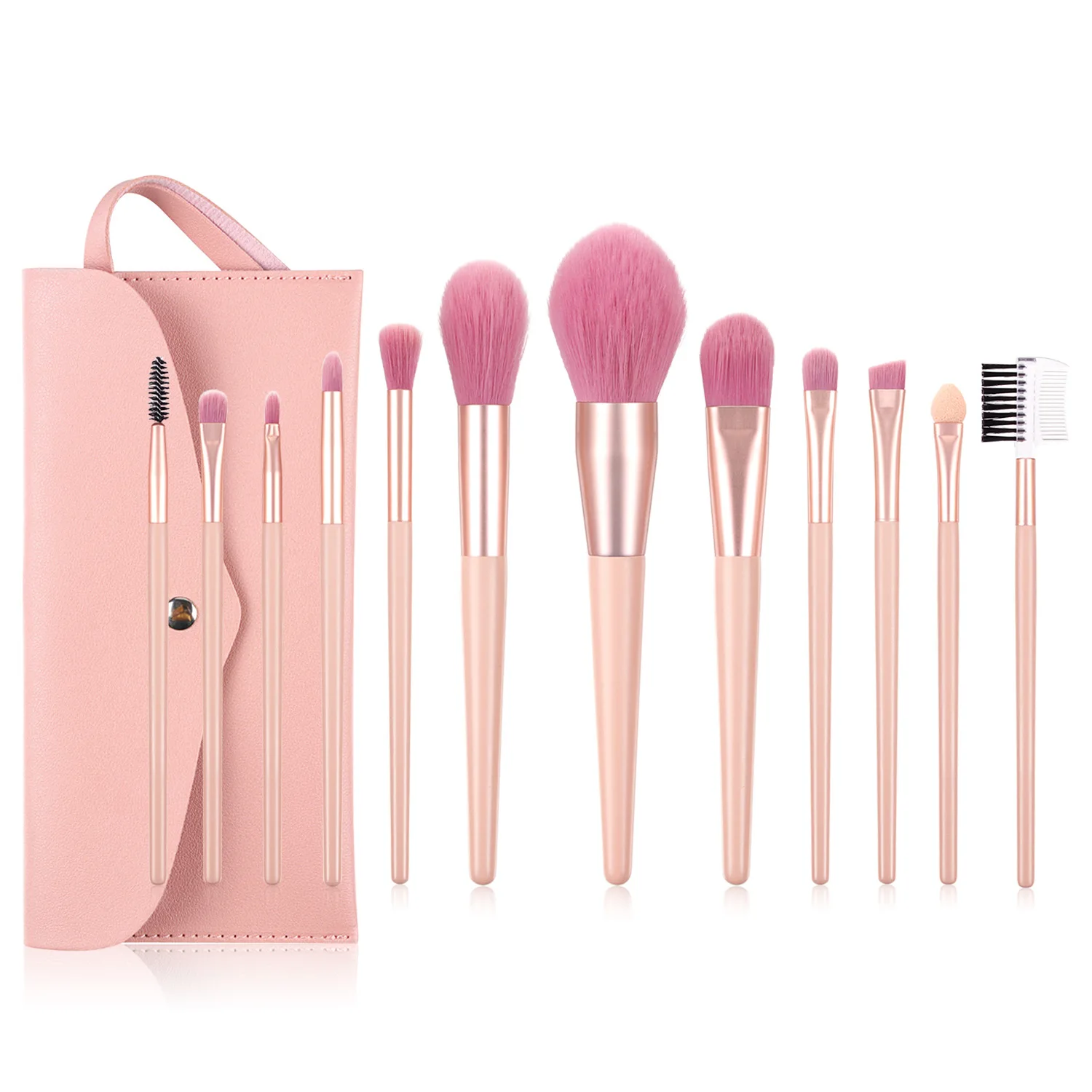 New products 12 piece brush set with case new makeup powder brush lip brushes in stock