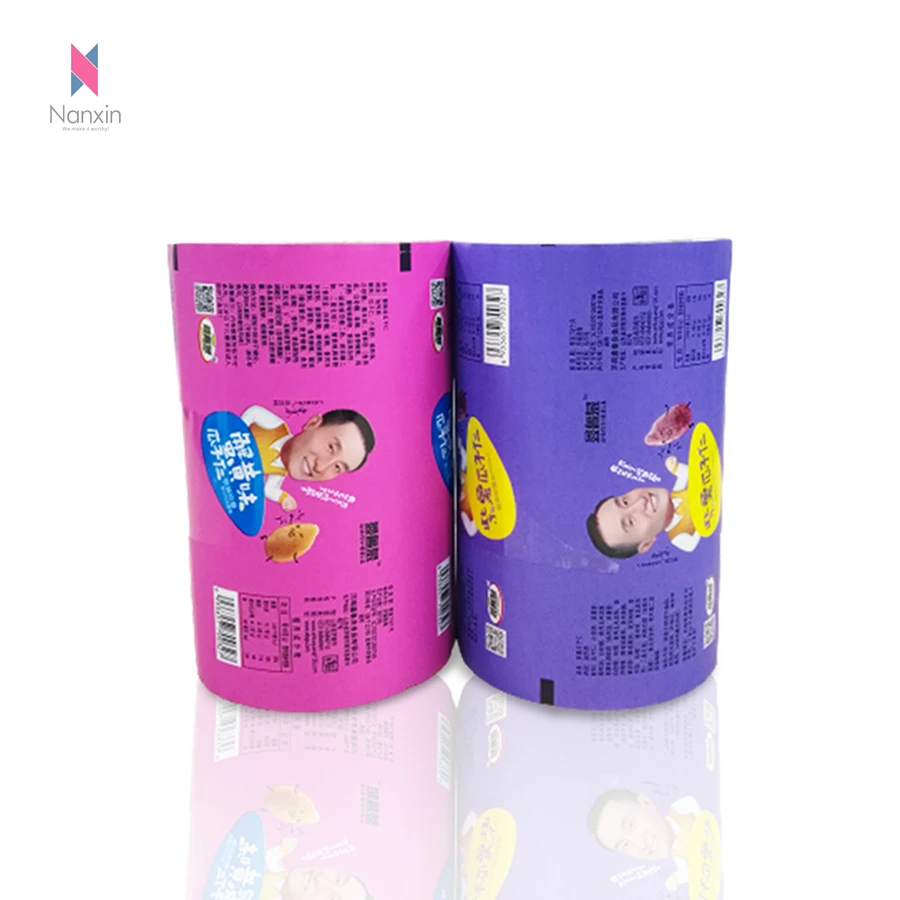 custom printed laminated material automatic plastic packaging film for snack