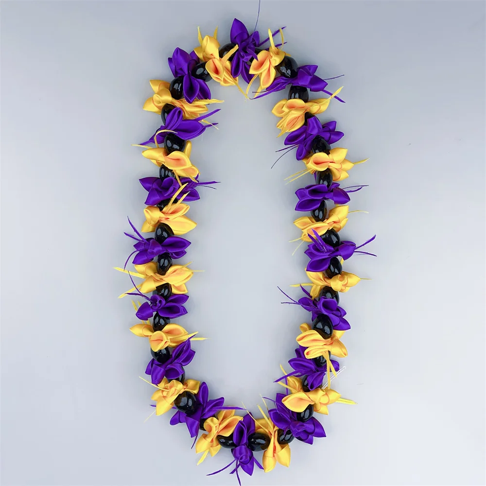 2024 Customized Hot Graduation Season Honor Ribbon Leis with Acrylic Hawaiian Kukui Nut Graduation Party Recognition Wreath