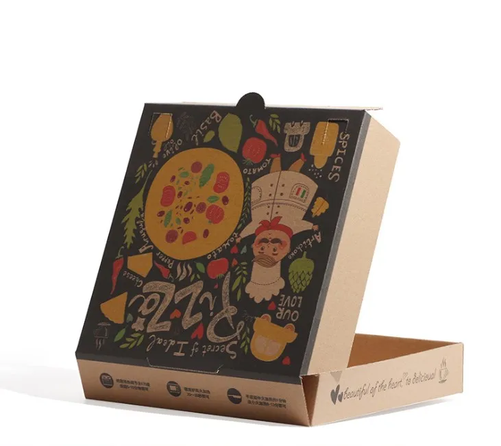 Cheap Custom Printed Personalised All Size 9 10 11 12 14 18 Inch Corrugated Kraft Paper Fries Burger Pizza Boxes