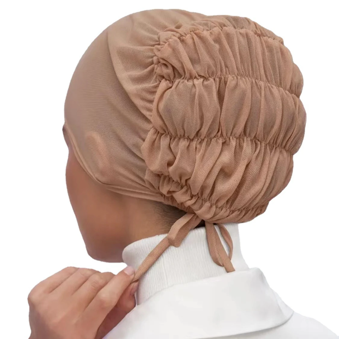 Hot selling new solid color rope adjustable hats fashion mesh breathable elastic lace up bottomed hat