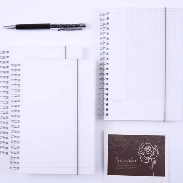 Cheap stock A5 student PP cover white binder spiral notebook