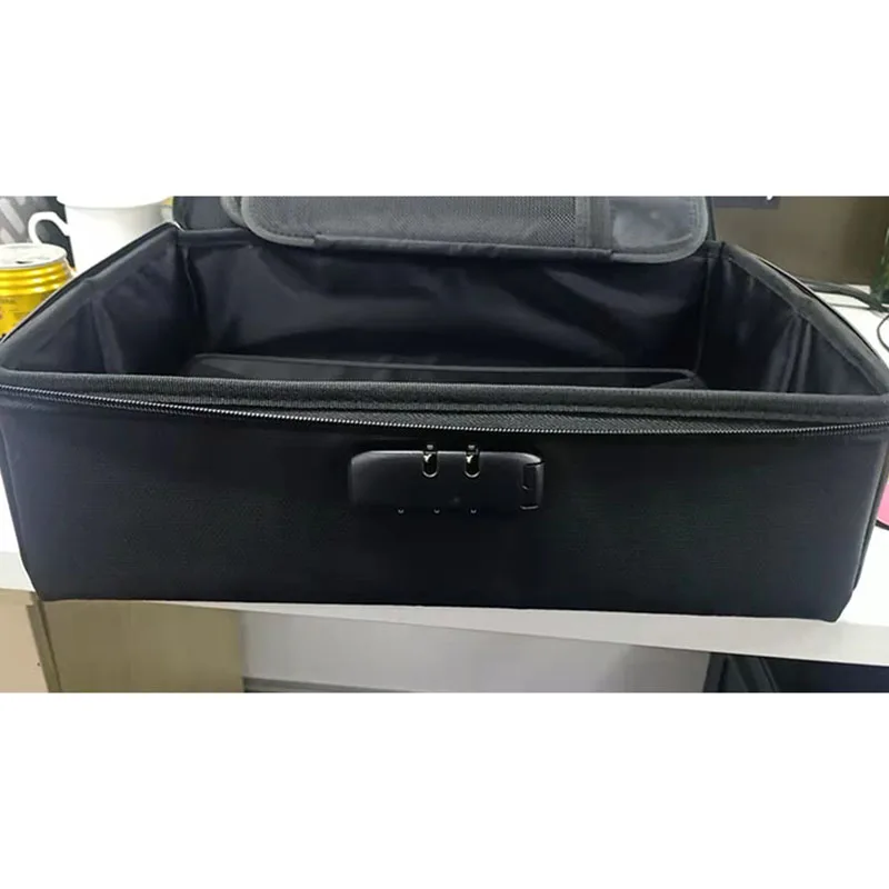 Water Resistant Fire Safe 3-layer Zipper Closure Organizer Boxes Black Waterproof Fireproof Document Bag With Lock