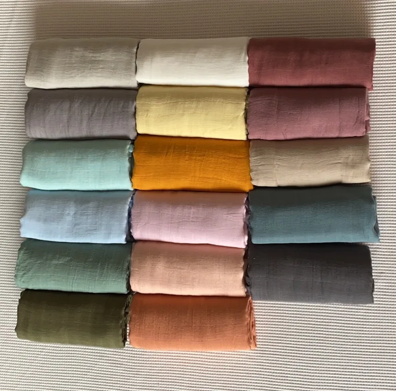 Customized muslin baby swaddle blanket 100% organic cotton washed hand feeling newborn throw muslin blankets