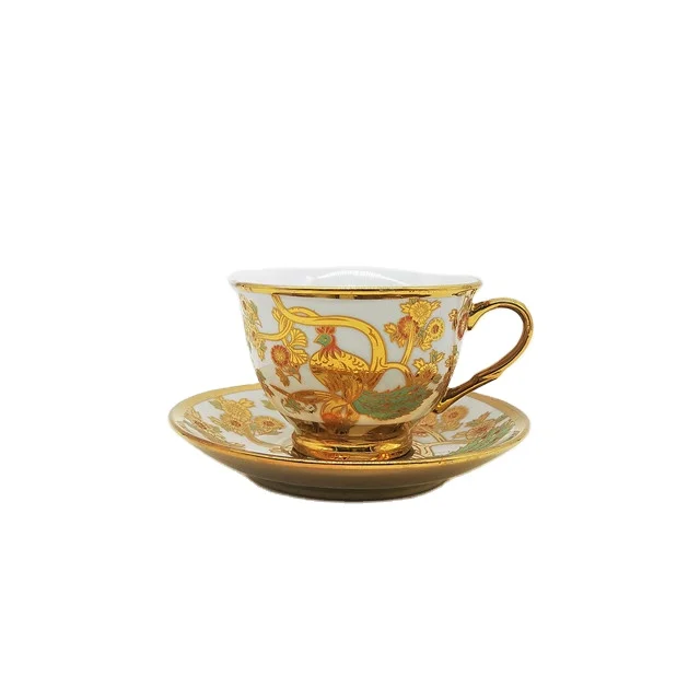
160cc golden cups and saucers set ceramic tea set 