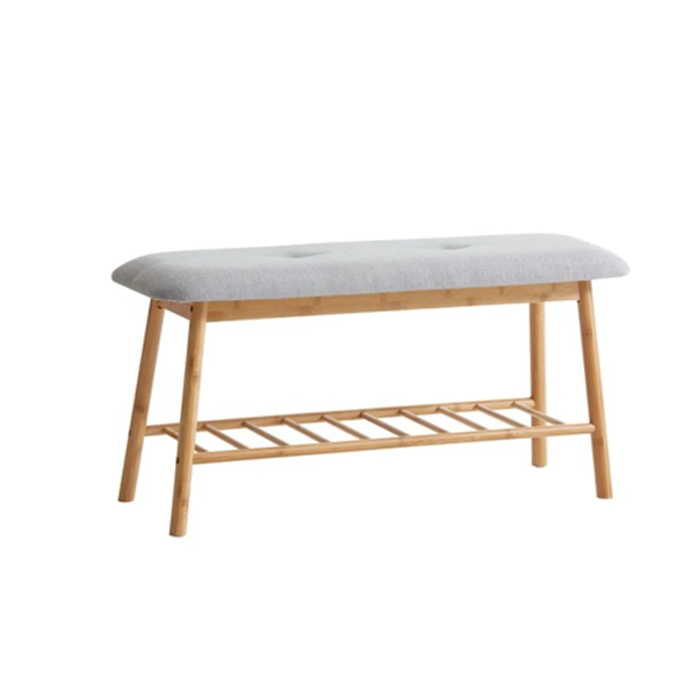 Скамейка для обуви из массива дерева с подушкой 2-ярусная полка входной двери скамейки хранения