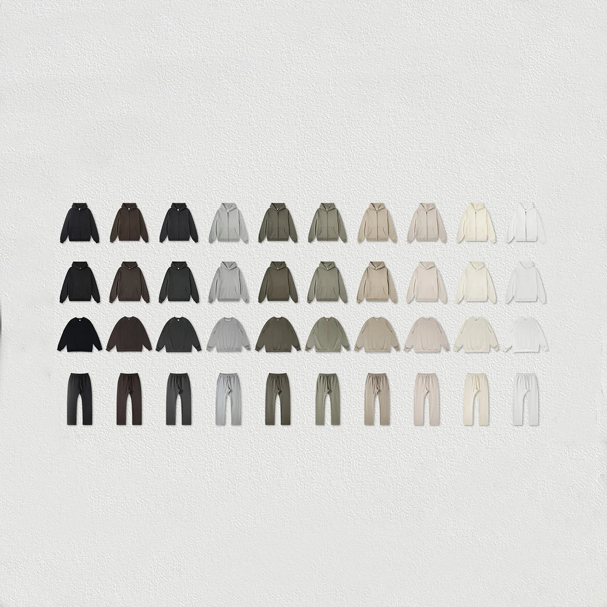 MSET5101 Autumn&Winter Custom 445g Cotton Blends Zip Up Hoodies Set Sweatshirt Set Sweatpants and Hoodies Set