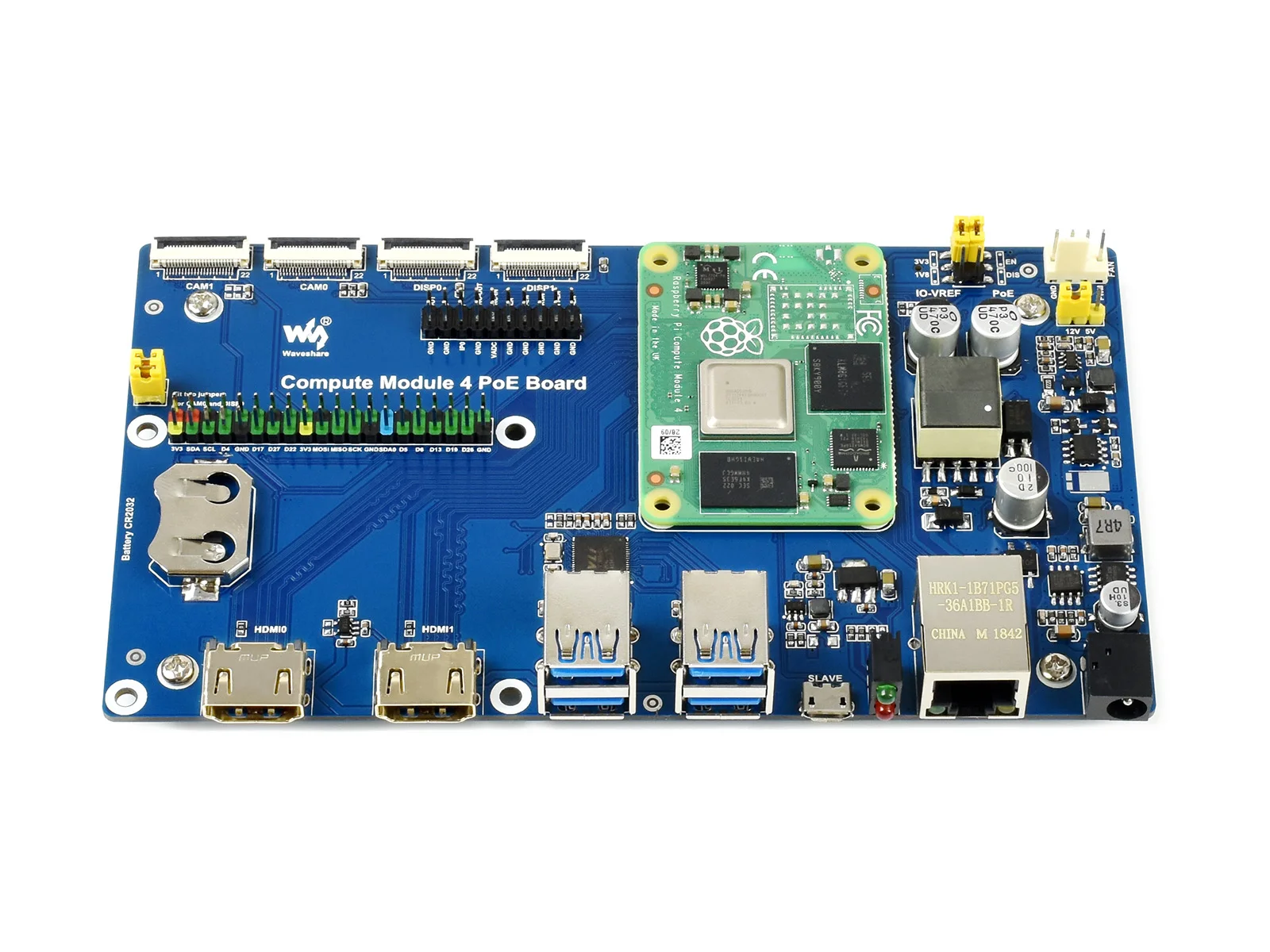 Waveshare Raspberry Pi вычислительный модуль 4 IO Плата с функцией PoE для всех вариантов CM4