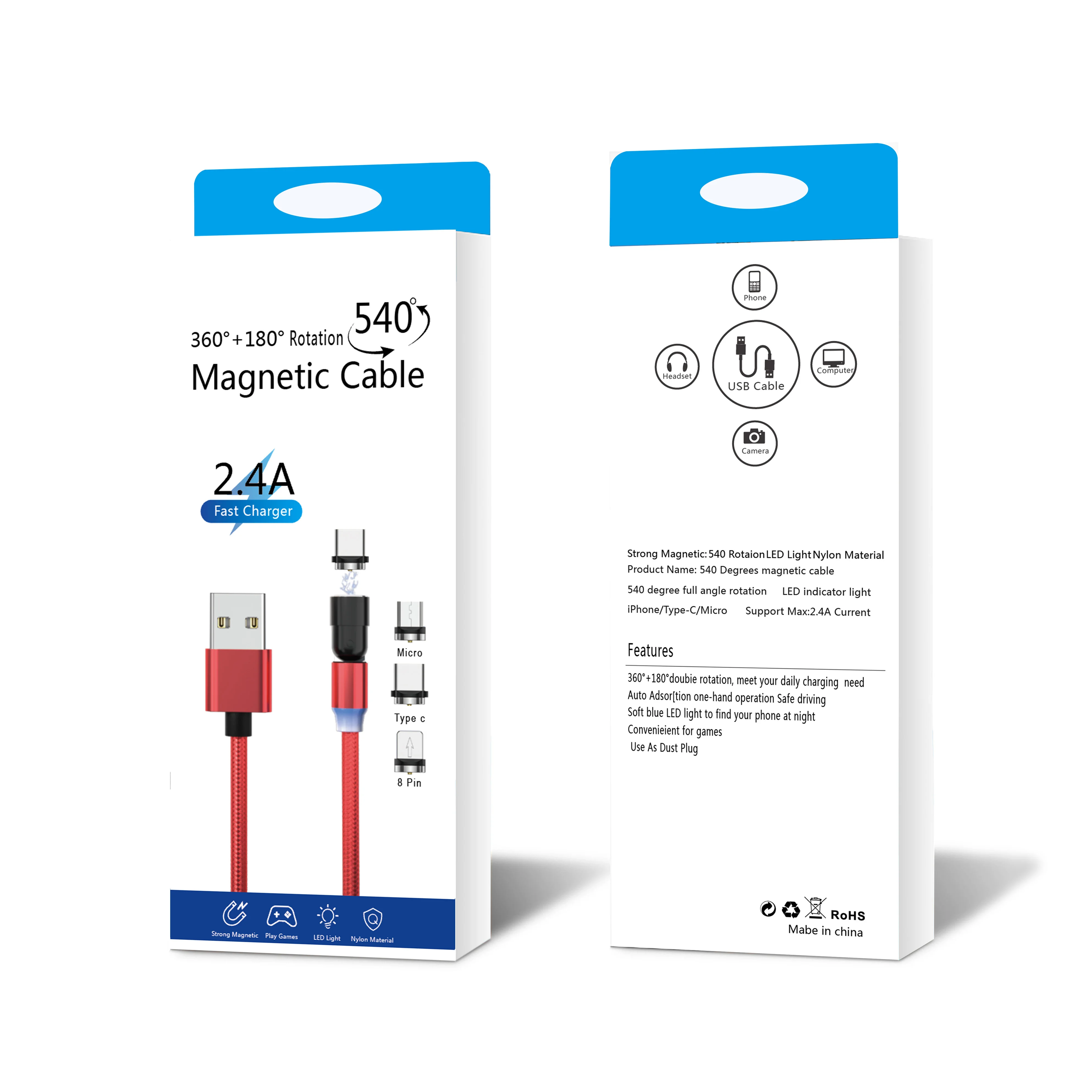  Usb Тип c type-c micro Кабо Магнитная 3 в 1 Магнитный зарядный кабель для передачи данных iphone Магнит 540 быстрое зарядное устройство