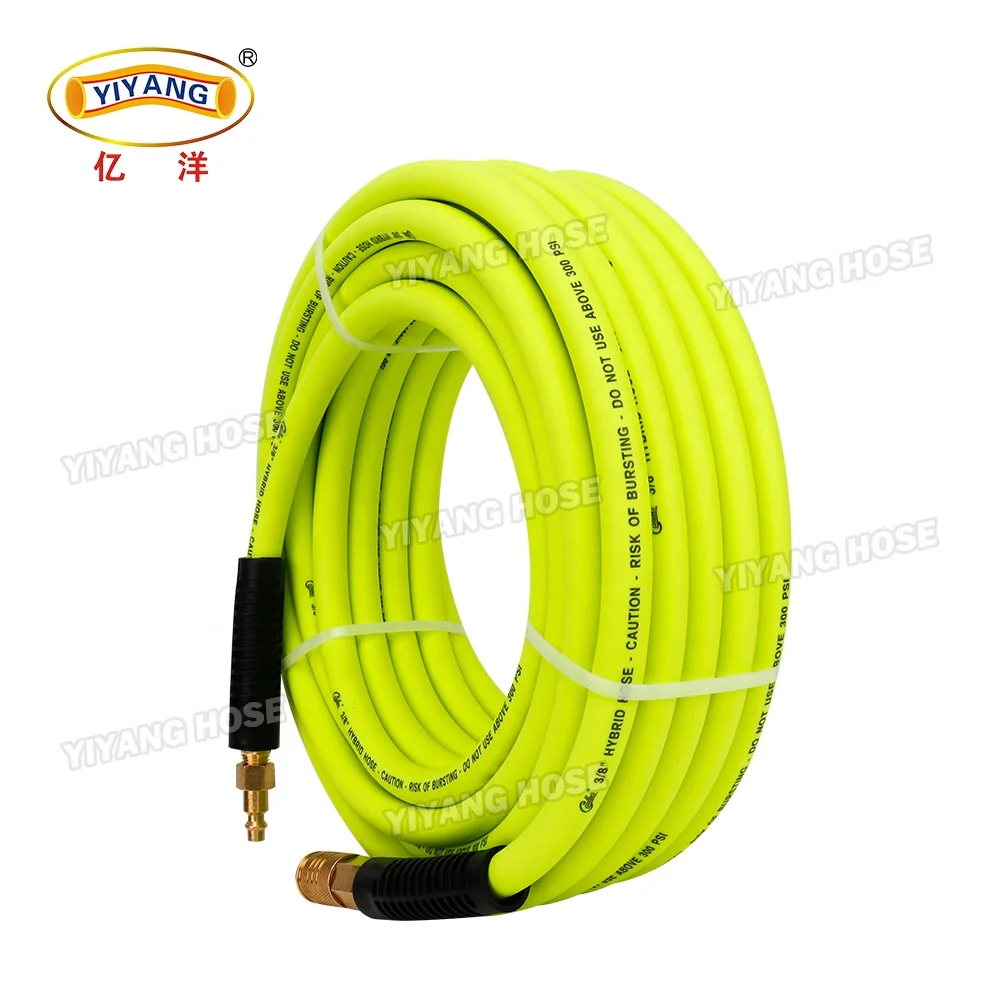 1/4 3/8 in. x 50 ft Hybrid Air Hose  Includes  3/8 in. NPT x 1/4 in. NPT PVC Air Compressor Hose