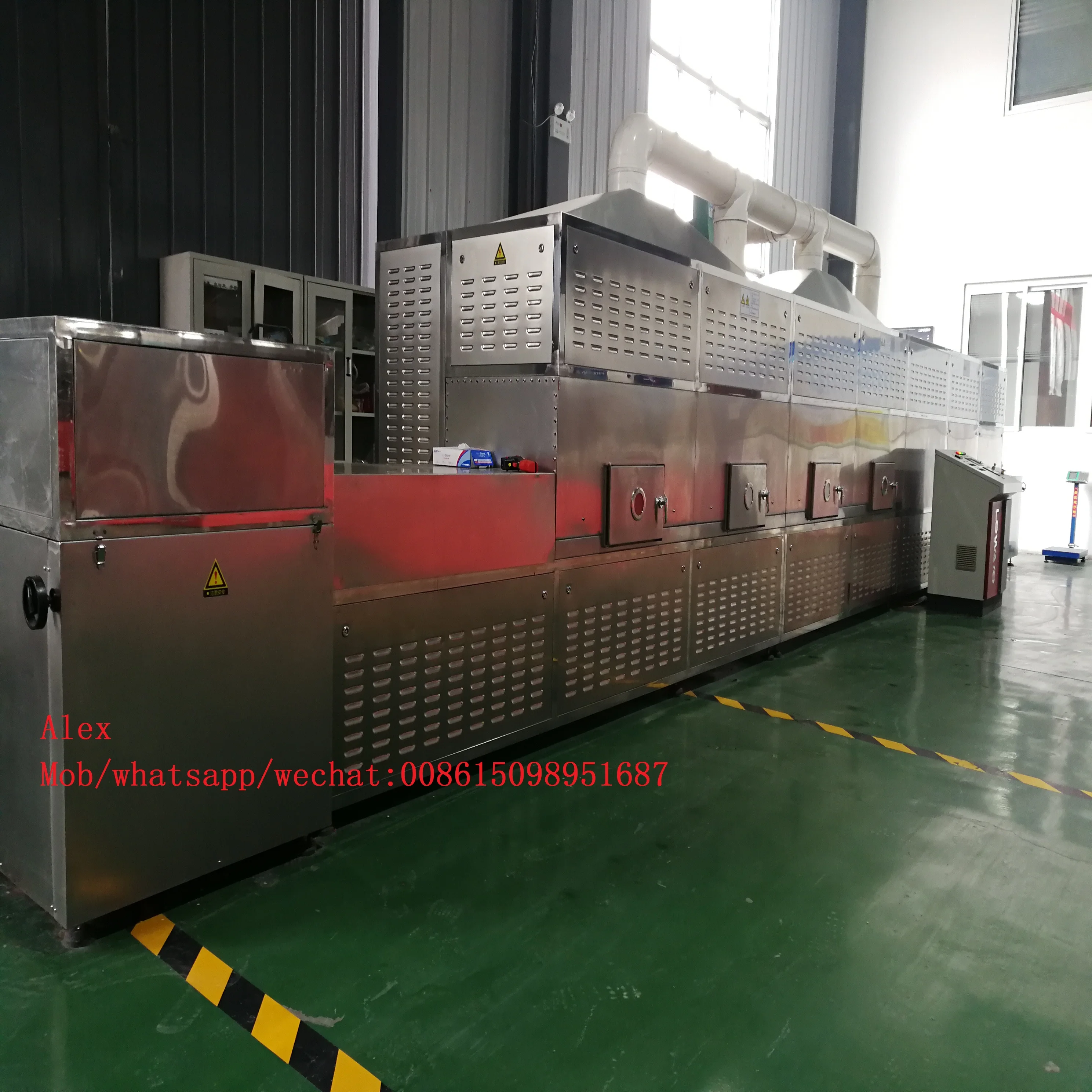 Stainless steel tunnel microwave dryer sterilizer for Tea powder