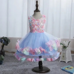 Wholesa new Pink Children Evening Dress for Girl 2-10 Year Flower Girls Tutu Dress for Wedding Elegant Girls Birthday Dresses