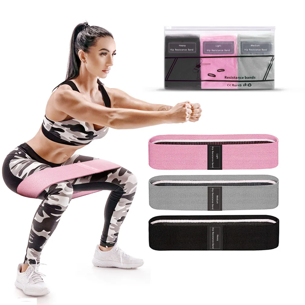 
Amazon Hot Selling Custom logo Fabric Elastic Workout band hip exercise bands Fitness Resistance Booty Band set 
