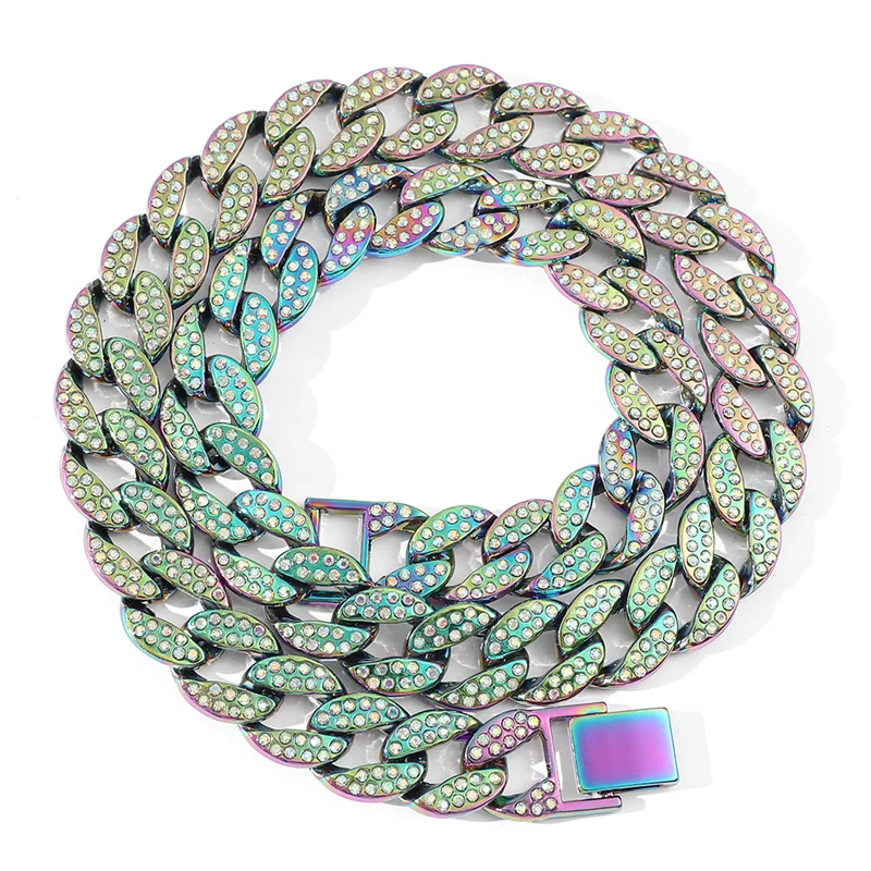 Men Women Hip Hop Necklace Crystal Cuban Chain Iced Out Bling HipHop Necklaces Fashion Jewelry Gift