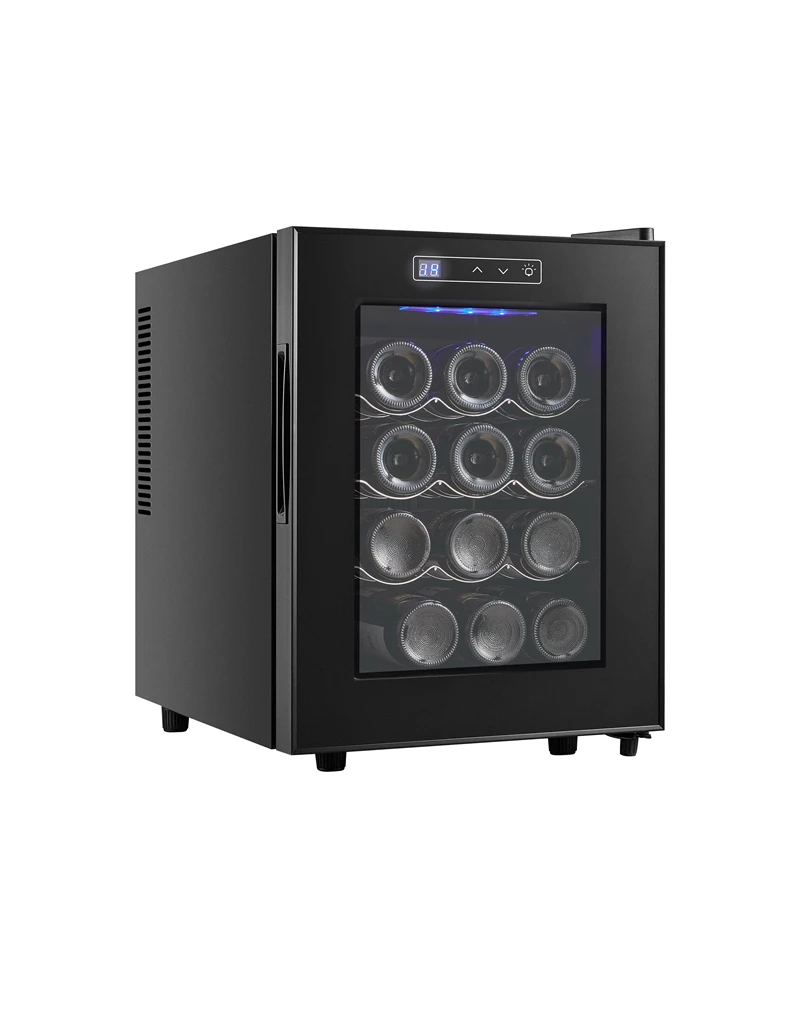 Compressor Commercial 12 Bottles Compressor Cooler Black Unique Body Metal Steel Wood Stainless Frame Power Electronic Parts